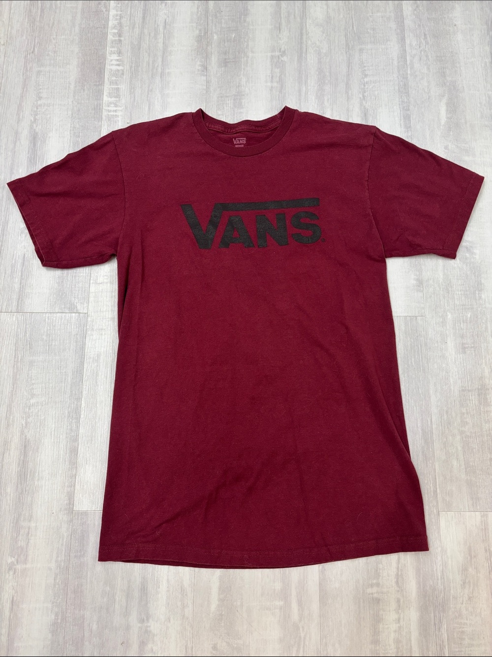 Vans Men's Maroon Short Sleeve Logo Tee Medium